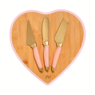 Sada nožů na sýr s prkénkem 4 ks – bambus, nerez