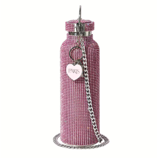 Láhev na pití 750 ml – nerezová, třpytky, růžová -  Paris Hilton