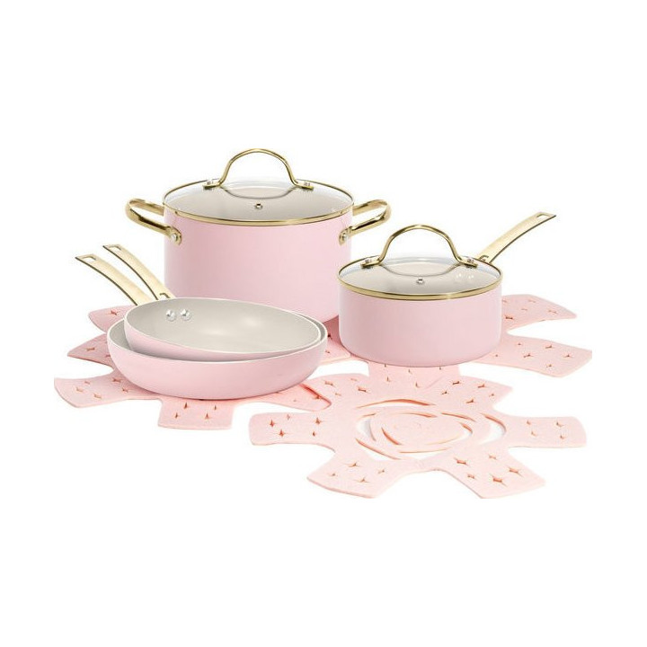Sada nádobí 10 ks – nepřilnavá, růžová, Paris Hilton